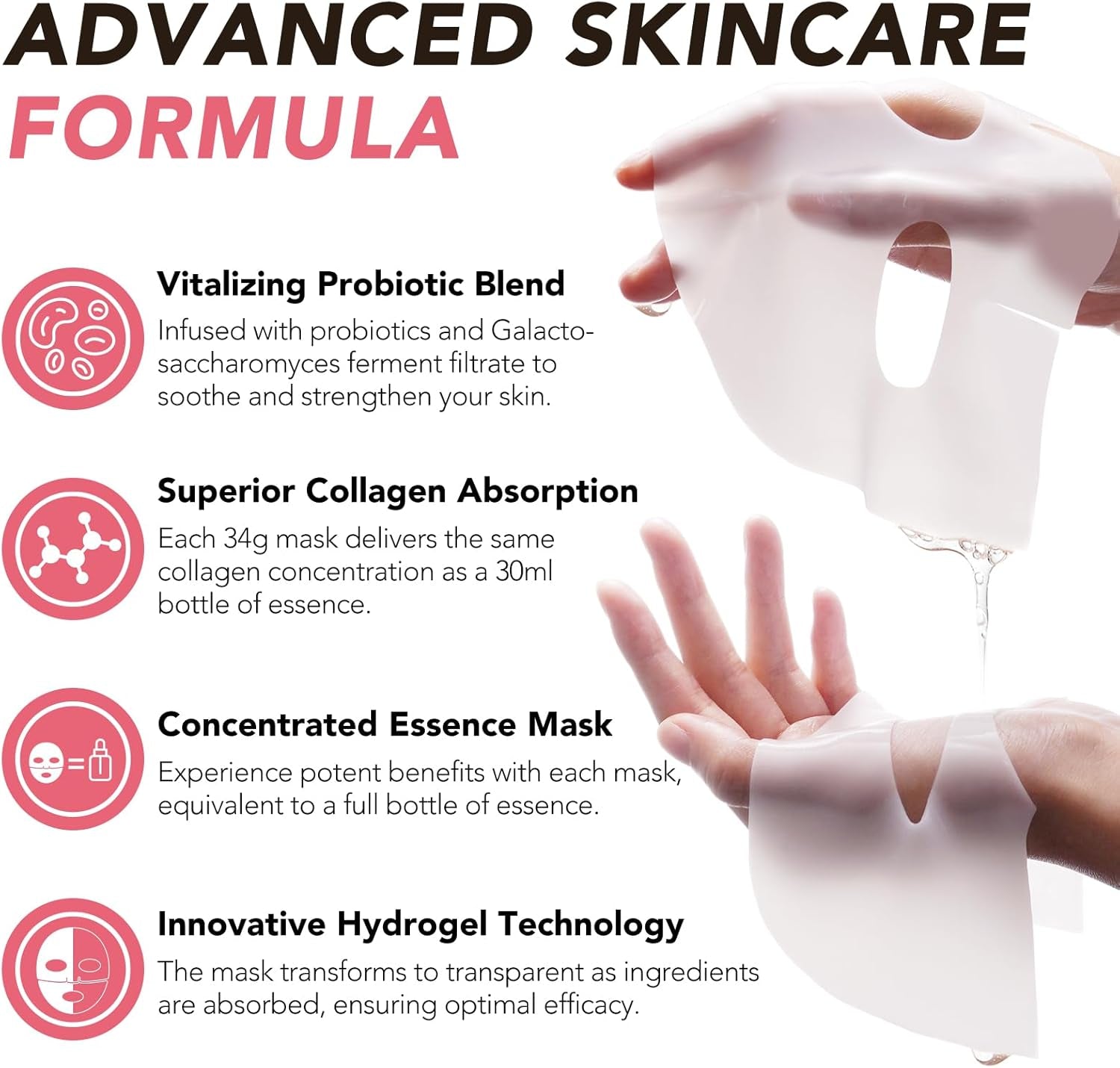 Bio Collagen Face Mask, 4Pcs Collagen Sheet Mask, Collagen Night Wrapping Mask, Face Mask Hydrating, Reduce Fine Lines & Wrinkles, Pore Minimizing, Elasticity Improvement, Face Mask Collagen Mask