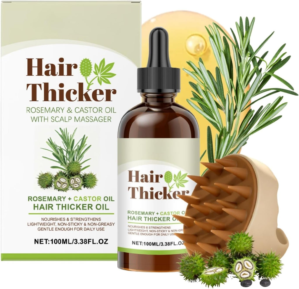 100Ml Rosemary Oil Hair Growth Oil - Castor Oil Hair Growth Serum - Hair Growth Serum 𝐎𝐢𝐥 with Scalp Massager Set - Premium Hair Strengthening for Boosting Hair Health