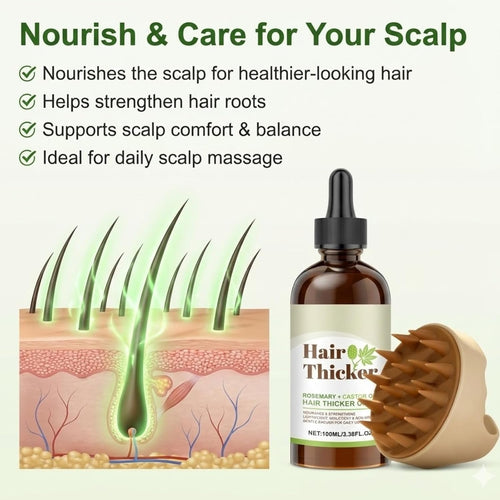 100Ml Rosemary Oil Hair Growth Oil - Castor Oil Hair Growth Serum - Hair Growth Serum 𝐎𝐢𝐥 with Scalp Massager Set - Premium Hair Strengthening for Boosting Hair Health