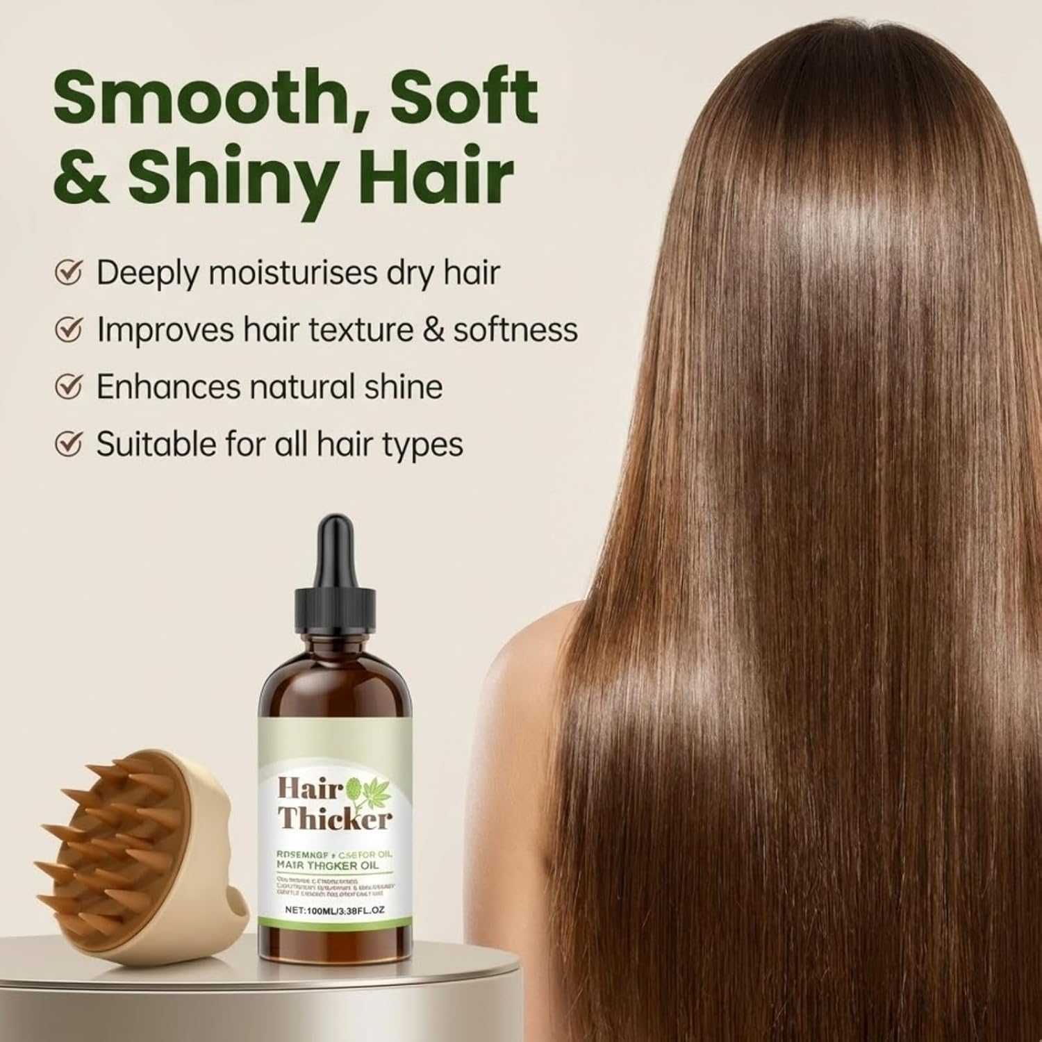100Ml Rosemary Oil Hair Growth Oil - Castor Oil Hair Growth Serum - Hair Growth Serum 𝐎𝐢𝐥 with Scalp Massager Set - Premium Hair Strengthening for Boosting Hair Health
