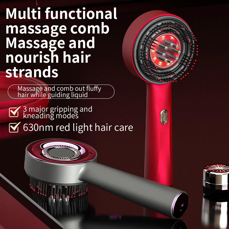 Scalp Massage Comb with Red Light, Electric Hair Scalp Massager with 3 Modes, Rechargeable 6Ml Serum Applicator Tool