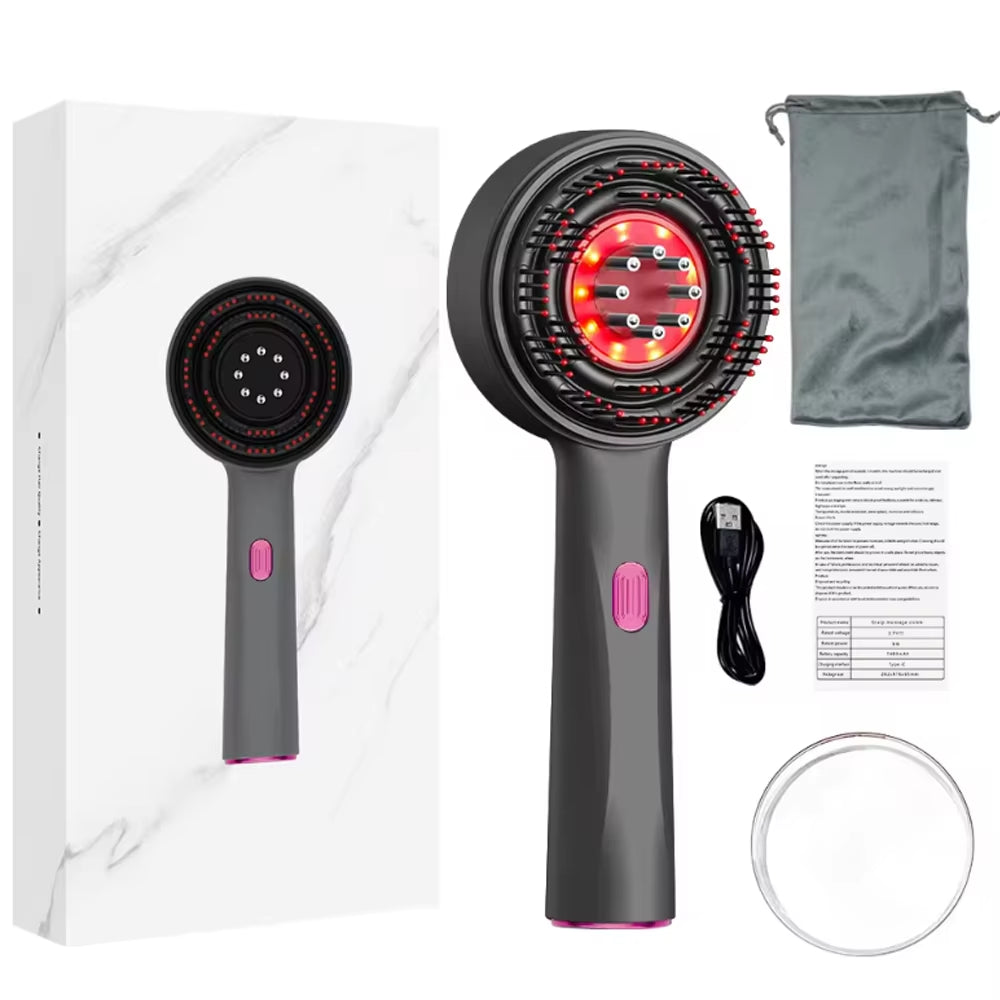 Scalp Massage Comb with Red Light, Electric Hair Scalp Massager with 3 Modes, Rechargeable 6Ml Serum Applicator Tool